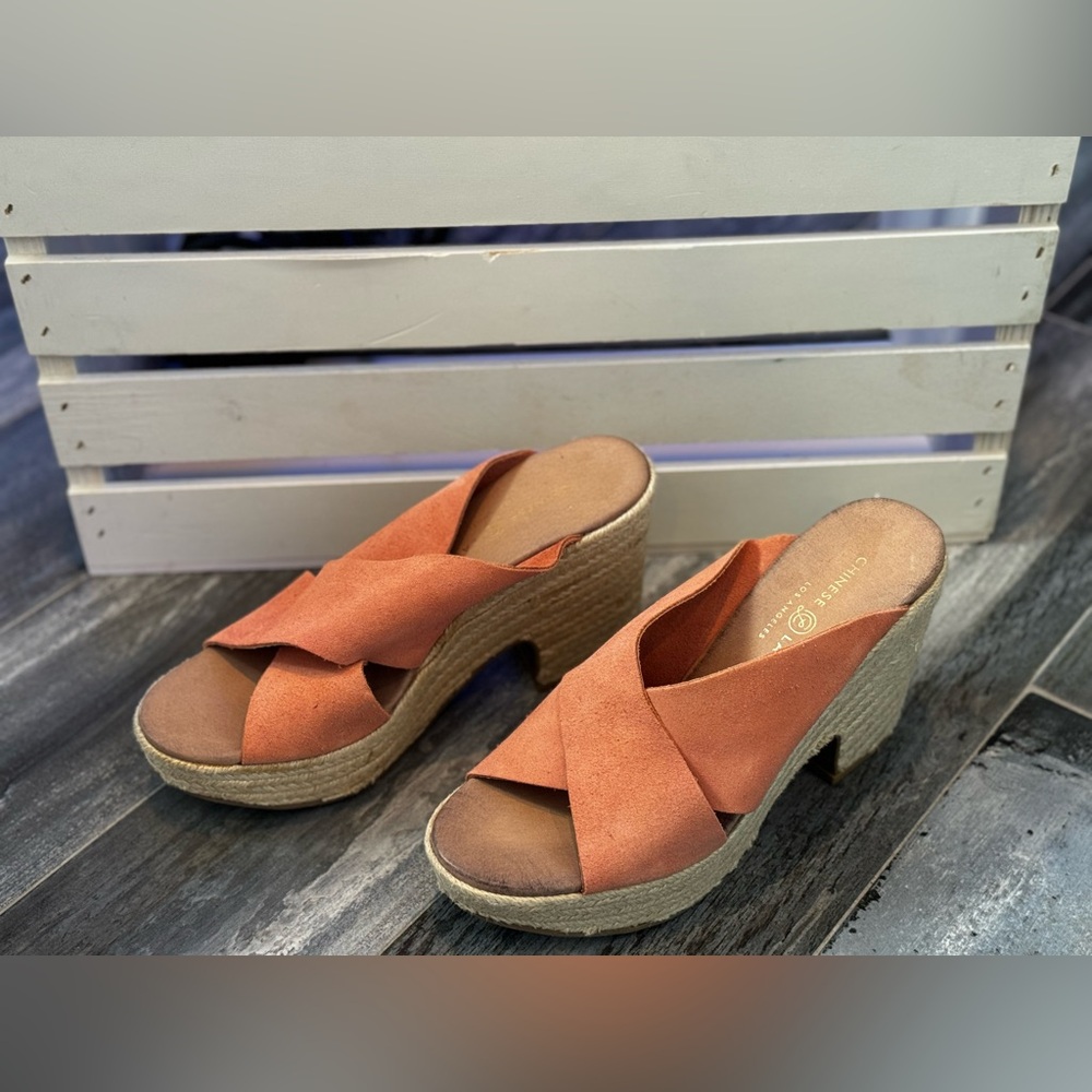 Chinese Laundry Orange Wedge Sandals 8/38.5